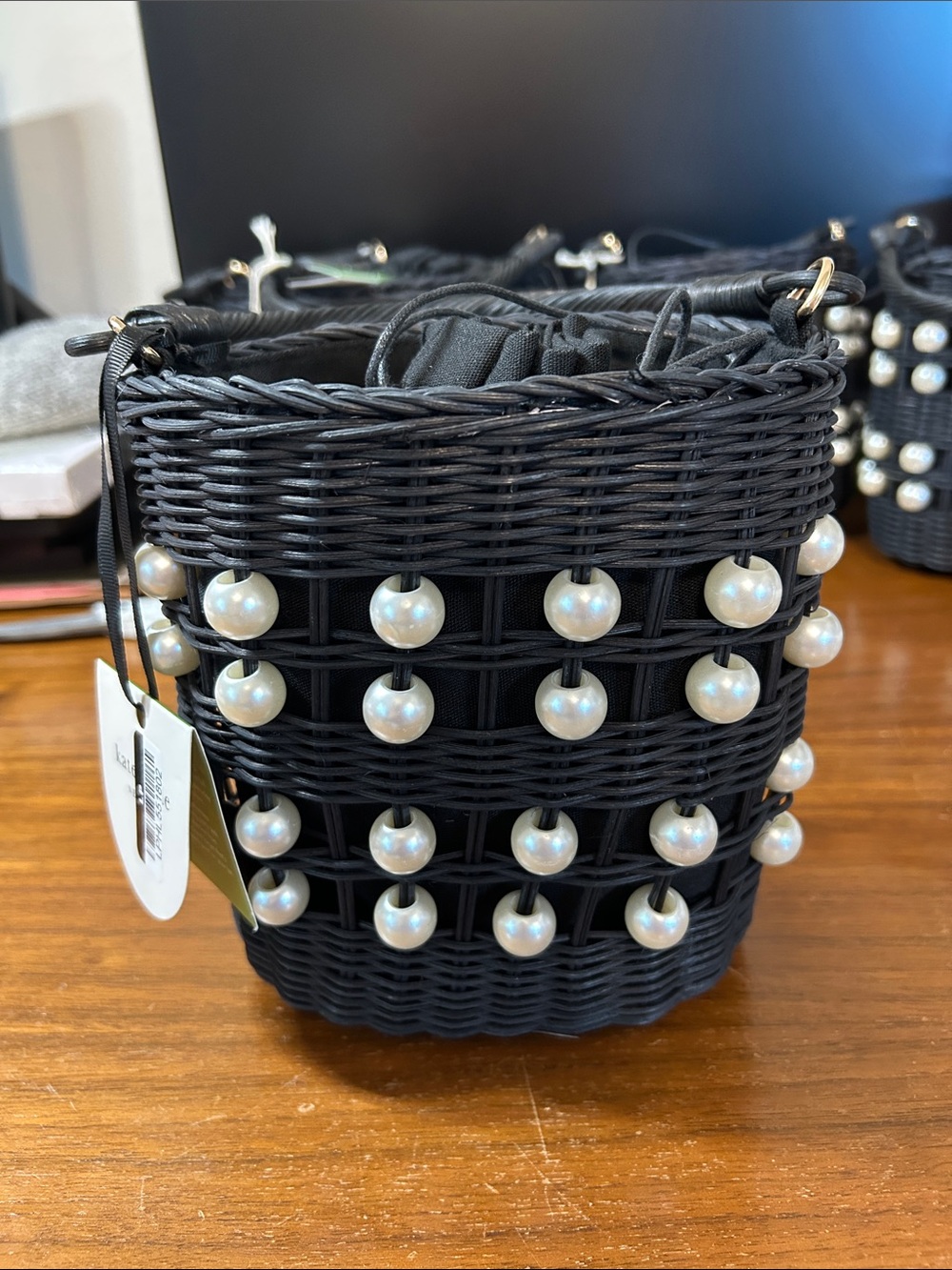 Kate spade x Target Woven Pearl-Embellished Bucket Bag - Black